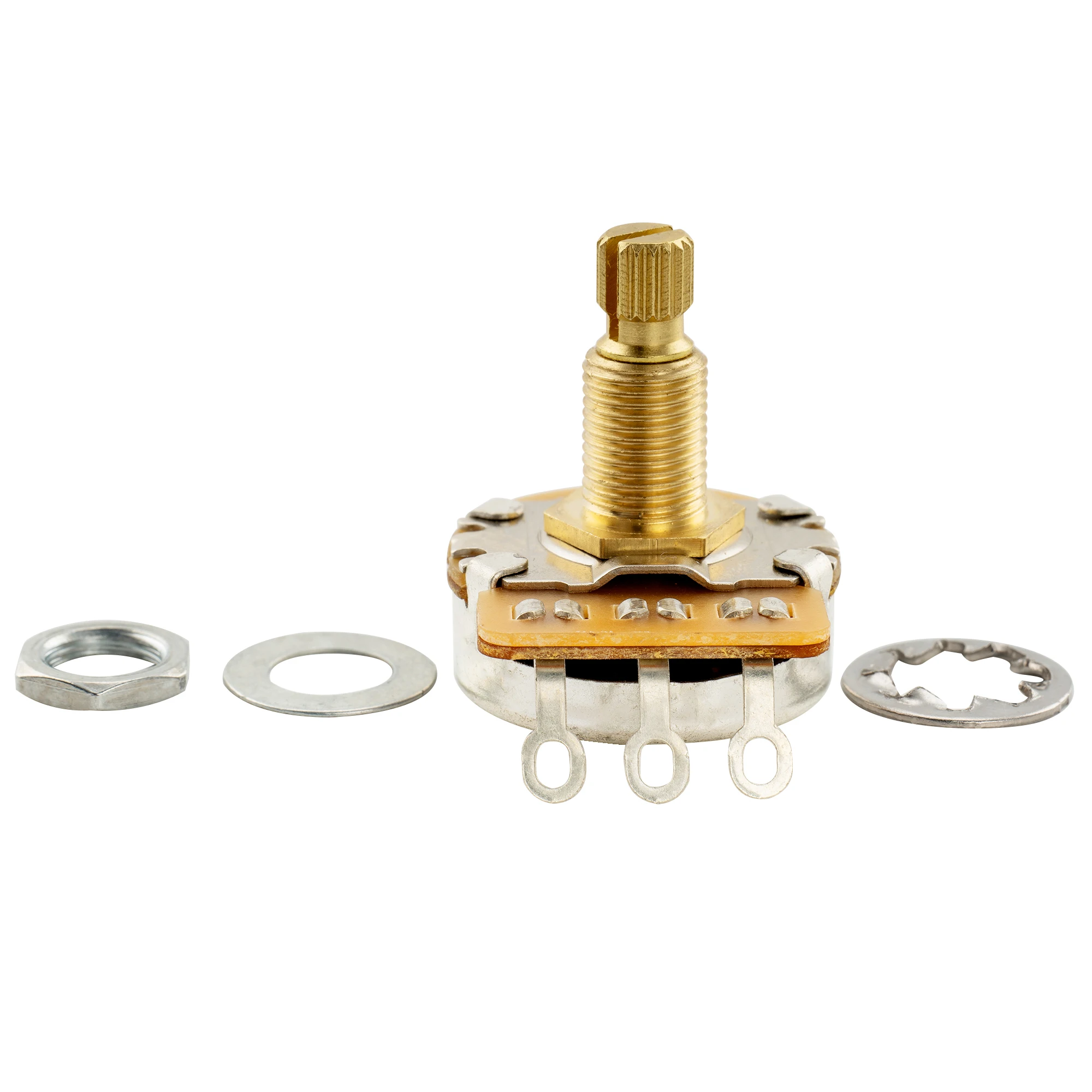 Musiclily Pro HD A250K/B250K/A500K/B500K/A25K/A1M Vollmessing Metrisch Grob 18-Spline Geteilter Schaft Potentiometer – Detail 26