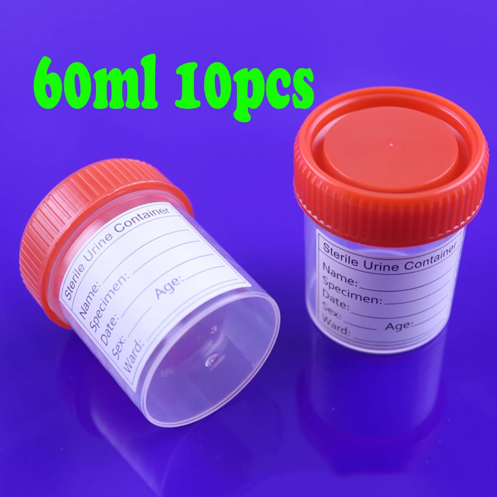 

10pcs Urine Collection Sample Cup Specimen Bottle Container 60ML Plastic Cup Container for Use