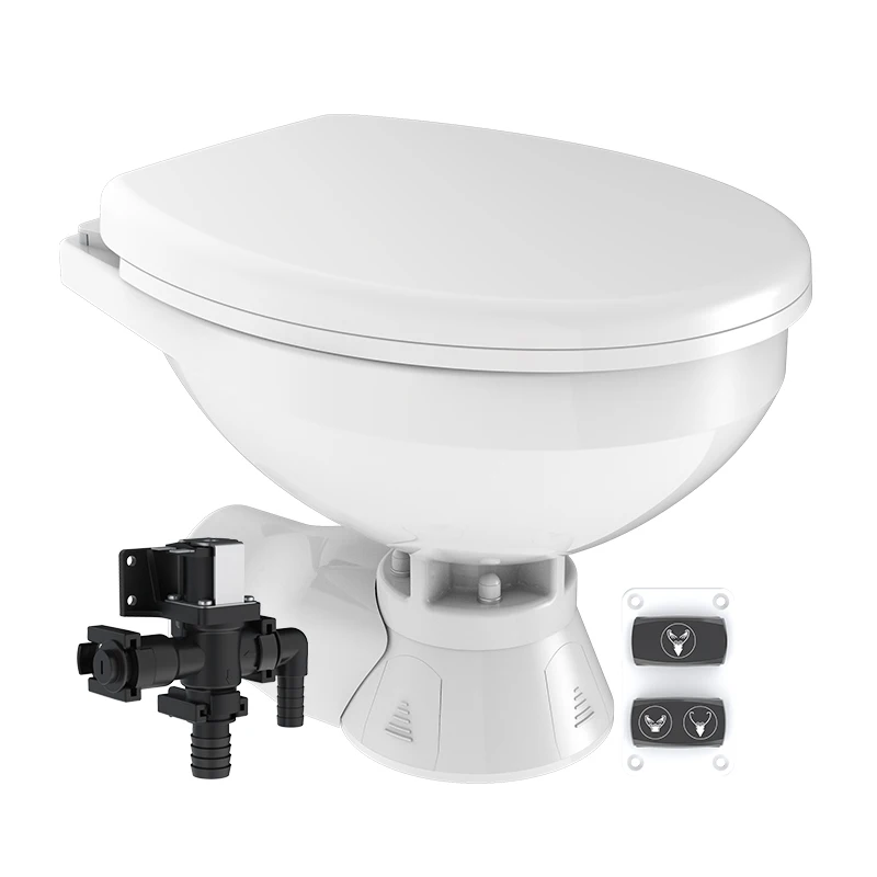 Seaflo Silent Quite Flush Marine Electric Toilet Small Bowl with Macerator Pump and Flush Control for Boats