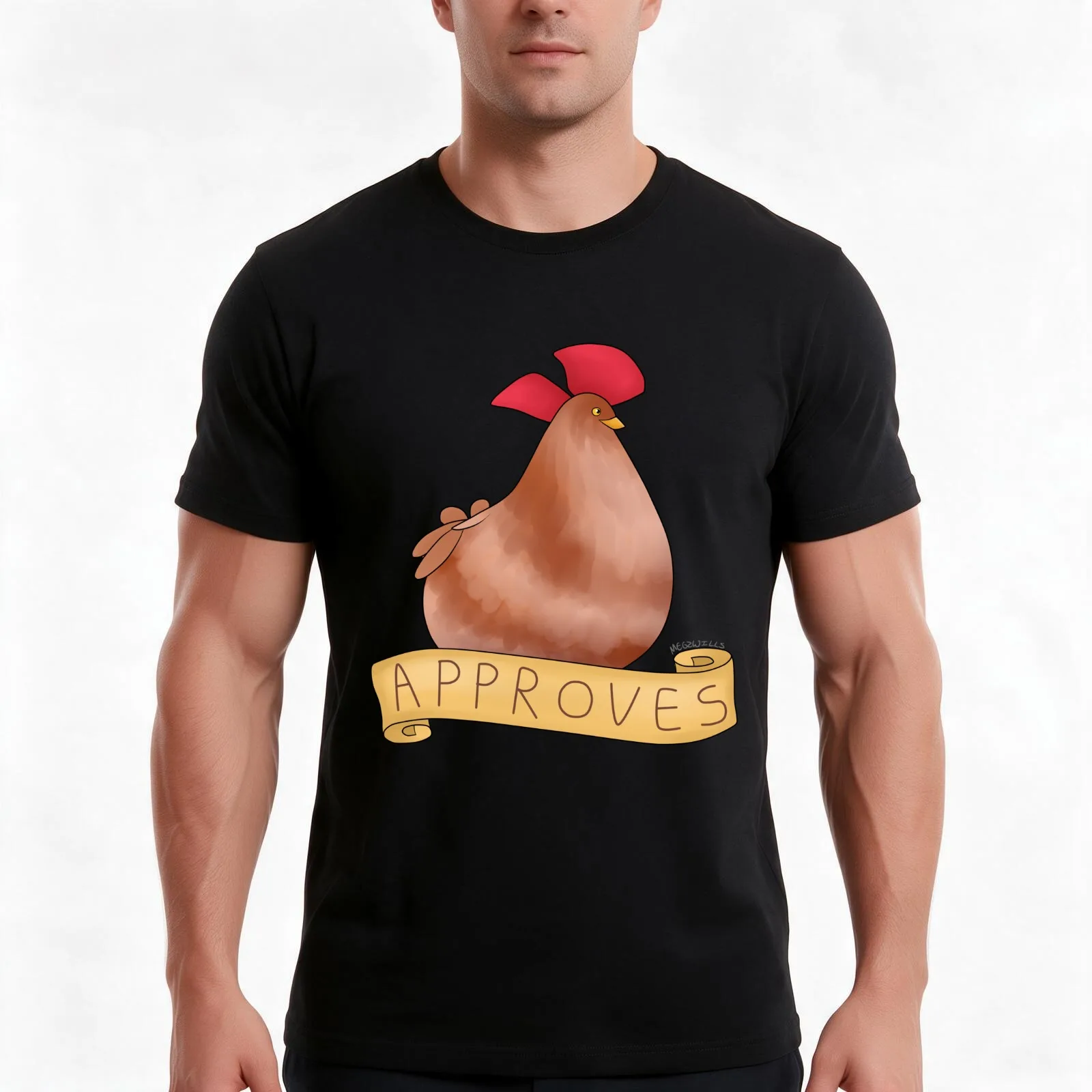 The Chicken Approves T-Shirt, Summer Casual Cotton Tee, Oversized Streetwear Tops, Vintage Graphic Print, Loose Fit Short Sleeve