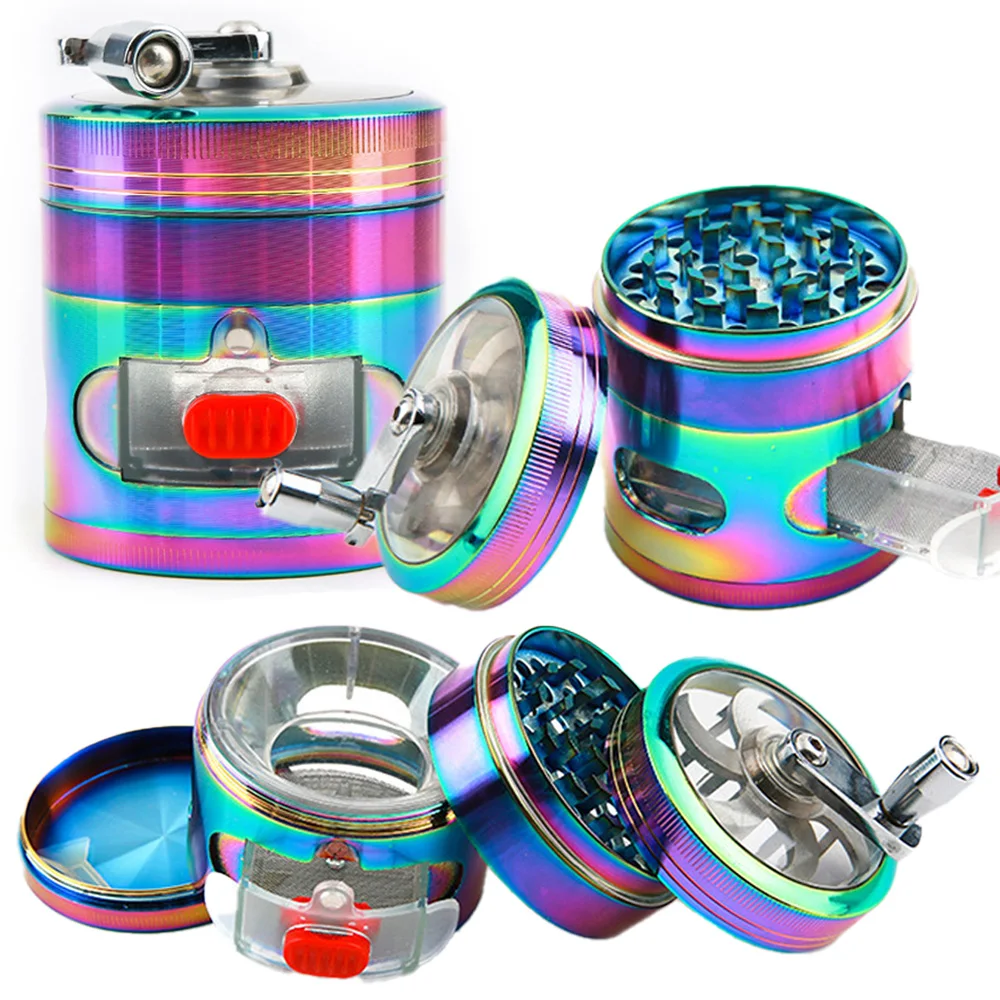 63mm 4-layer Zinc Alloy hand crank Tobacco Grinder Pepper Mortar Crusher Herb Grinder Manual Grinder Cigarette Accessories