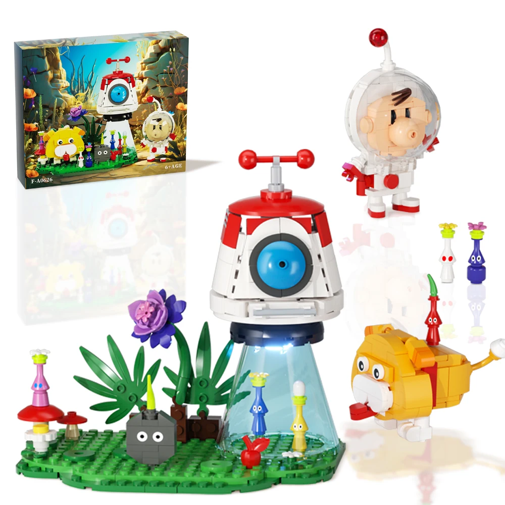 

MOC Pikmined Olimar with His Amigos Bricks Model Action Figure Building Blocks Juguetes For Kids Toys Birthday Gifts