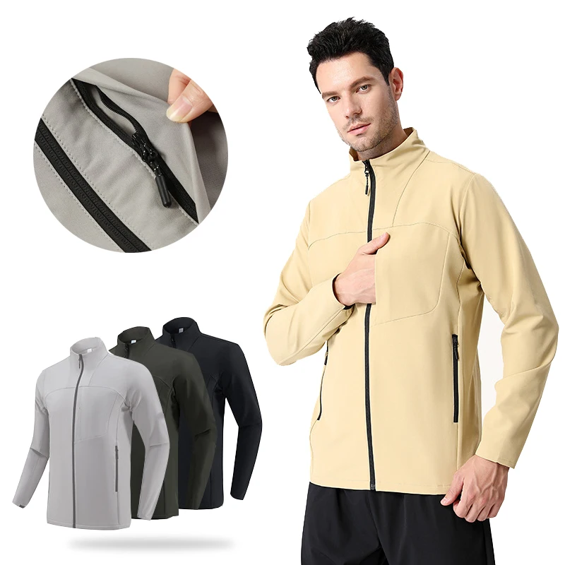 (M-4XL)Men Soft Shell Exercise Training Sport Jacket Urban Tech Windproof Waterproof Stand-up Collar Workwear  Hiking Outerwear