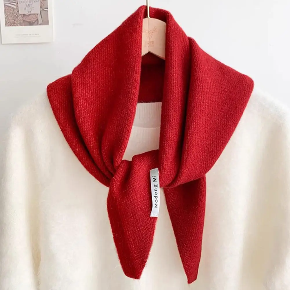 British Korean Style Niche Wool Knitted Triangular Scarf Women Headscarf Knitted Scarf Multi-functional Warm Knitted Scarf