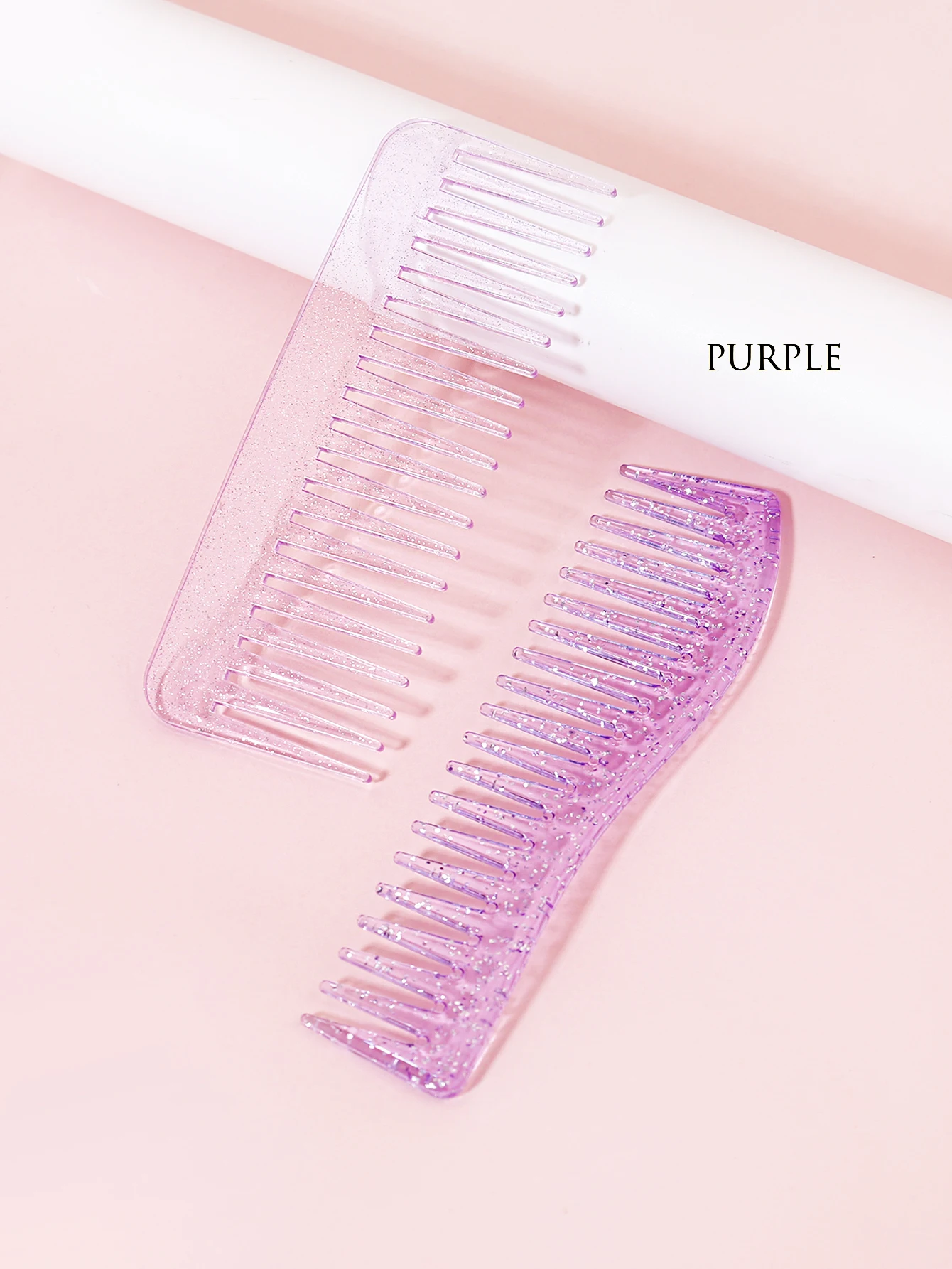 2PCS crystal curved wide toothed comb and straight toothed comb, suitable for long hair, curly hair, and wet hair comb set