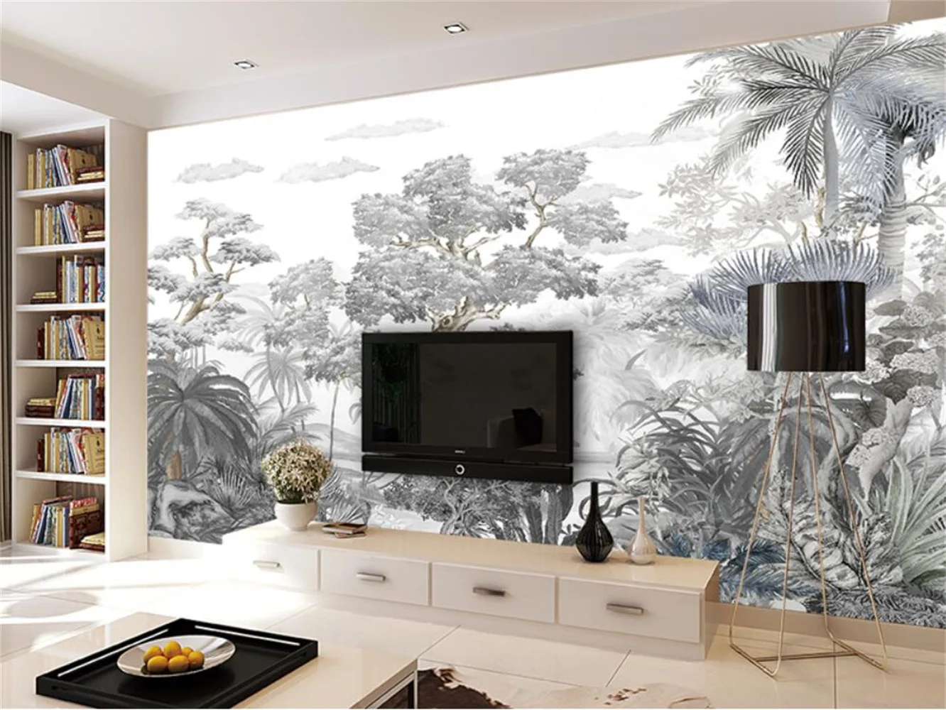 ome decor Tropical Rainforest Wallpaper Mural Mountain Lake Plant Background 3d Forest Wall Sticker papel pintado de pared