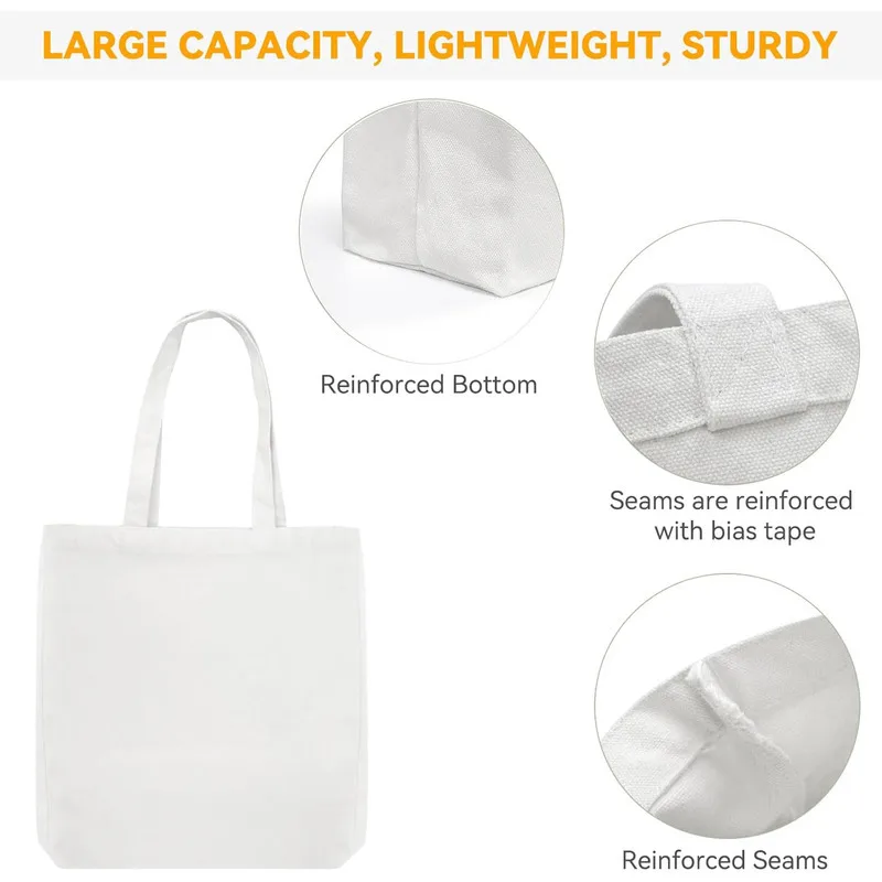 5 Pack Canvas Tote Bags Wholesale Heavy Duty Reusable Grocery 12.2