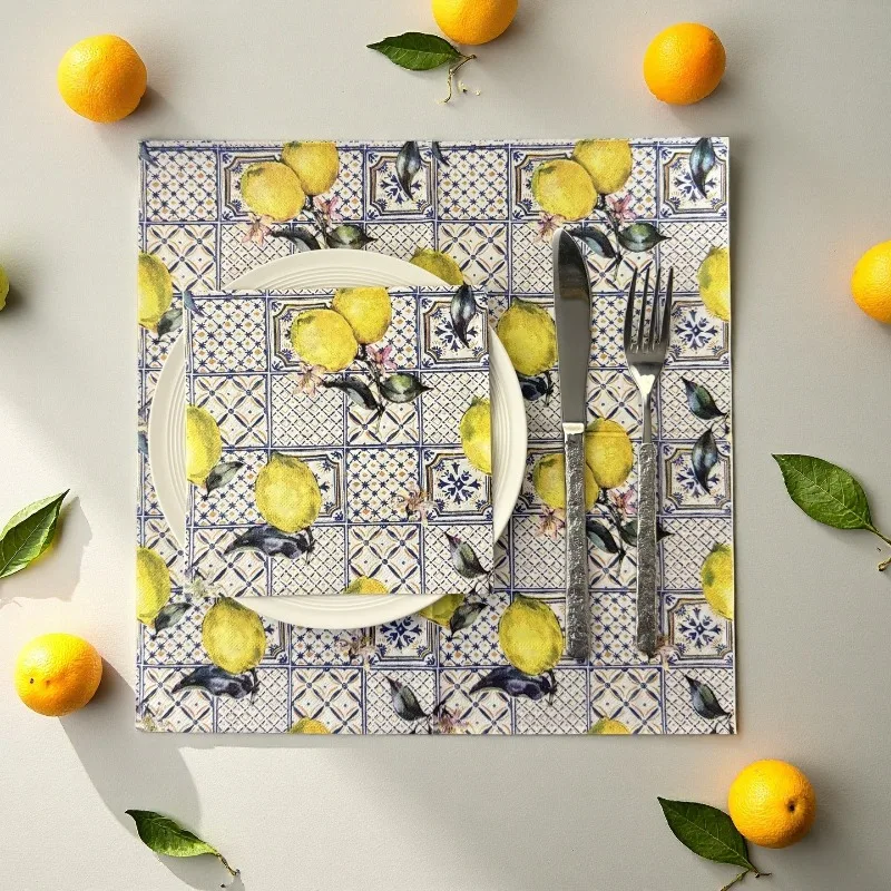 10/20 Sheets of 33 * 33cm 2Ply New Summer Lemon Themed Napkins Party Picnic Decoration Paper DIY Decoupage Paper