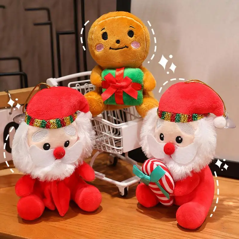 Weihnachten Lebkuchenmann Plüschtiere Puppe Ornamente mit Saugnapf Weihnachtsdekorationen Indoor Weihnachten Plüschkissen