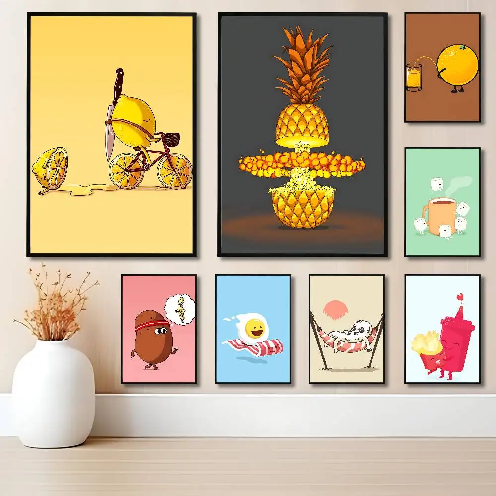 

Funny Food Art Poster Waterproof HD Wall Art Decal Self-Adhesive Aesthetic Decor For Home Living