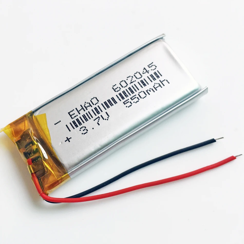 3.7V 550mAh 602045 Rechargeable Lipo Battery For Smart Watch Bracelet MP3 GPS Recorder Headset Camera