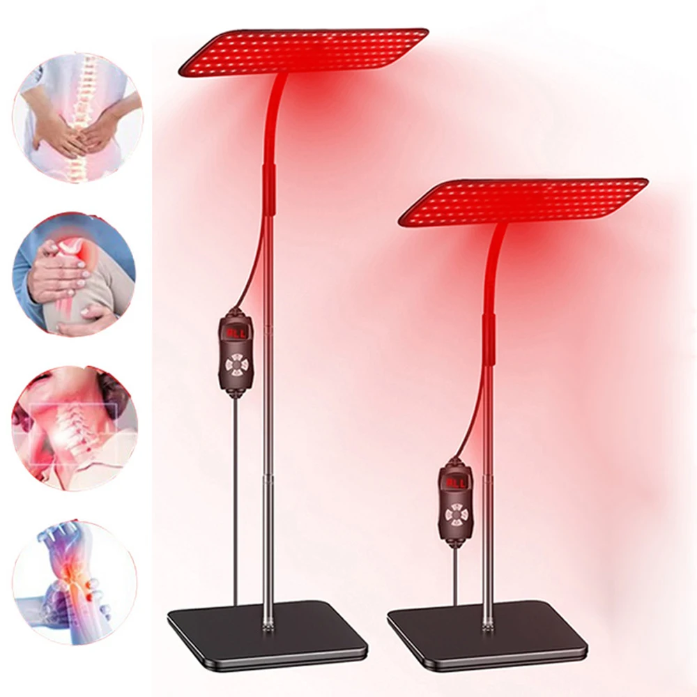 Panel de luz infrarroja cercana de 660nm, 850nm, lámpara de luz roja con temporizador, dispositivo para aliviar el dolor en el uso doméstico para cara y cuerpo con soporte ajustable