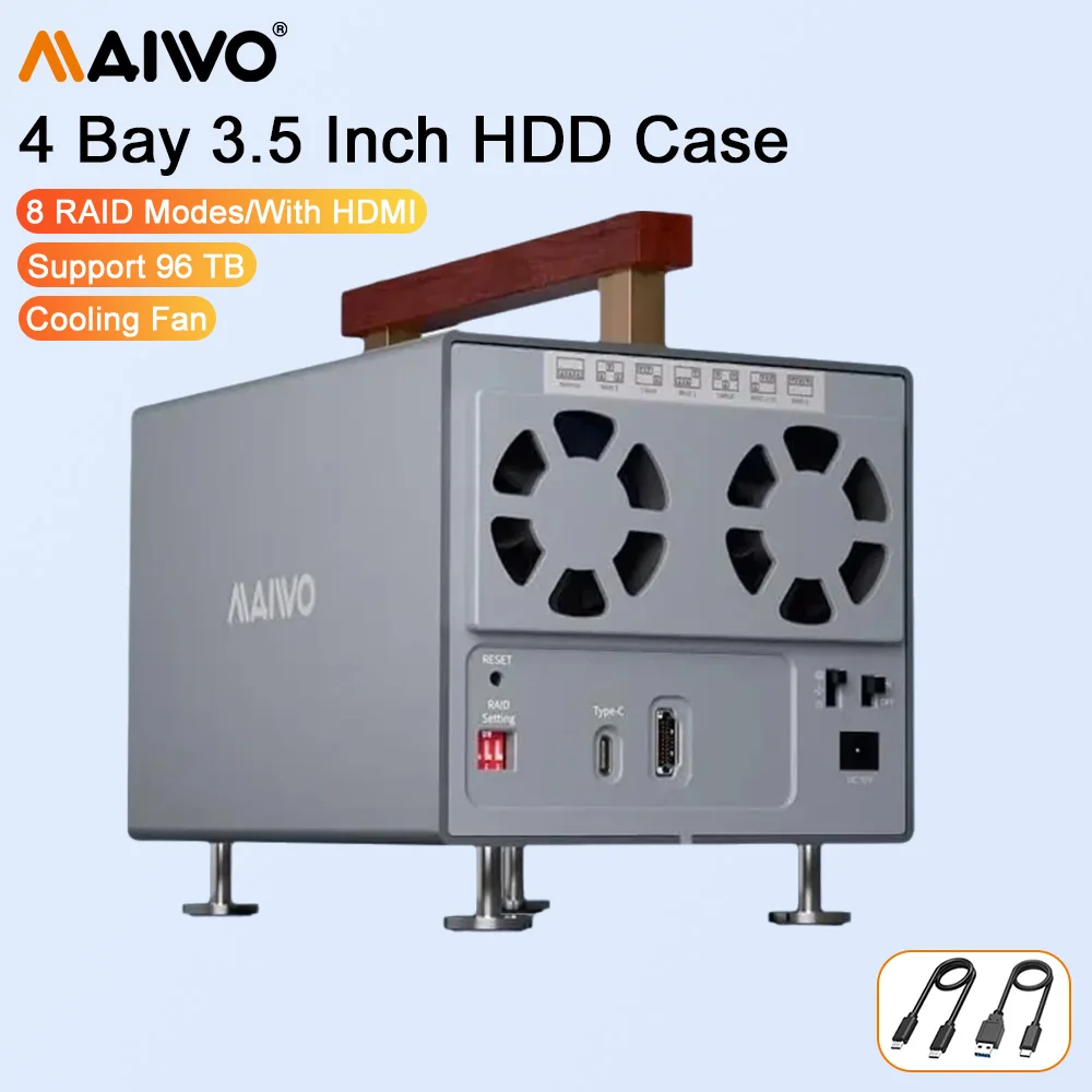 MAIWO 4 Bay 3.5 Inch HDD Docking Station with 8 RAID 0/1/3/5/10 JBOD Clone Built-in Fans HDMI Port for 2.5 3.5 Inch SATA HDD SSD