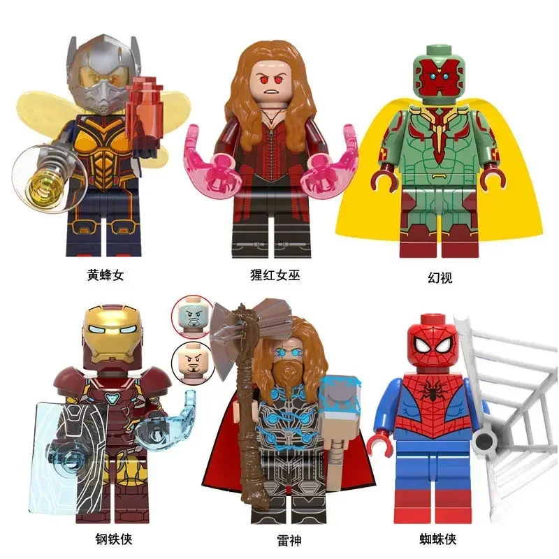 Marvel The Avengers Iron Man Spiderman Hulk Doll Building Blocks Assembly Personalized Creativity Peripheral Movieskids toys