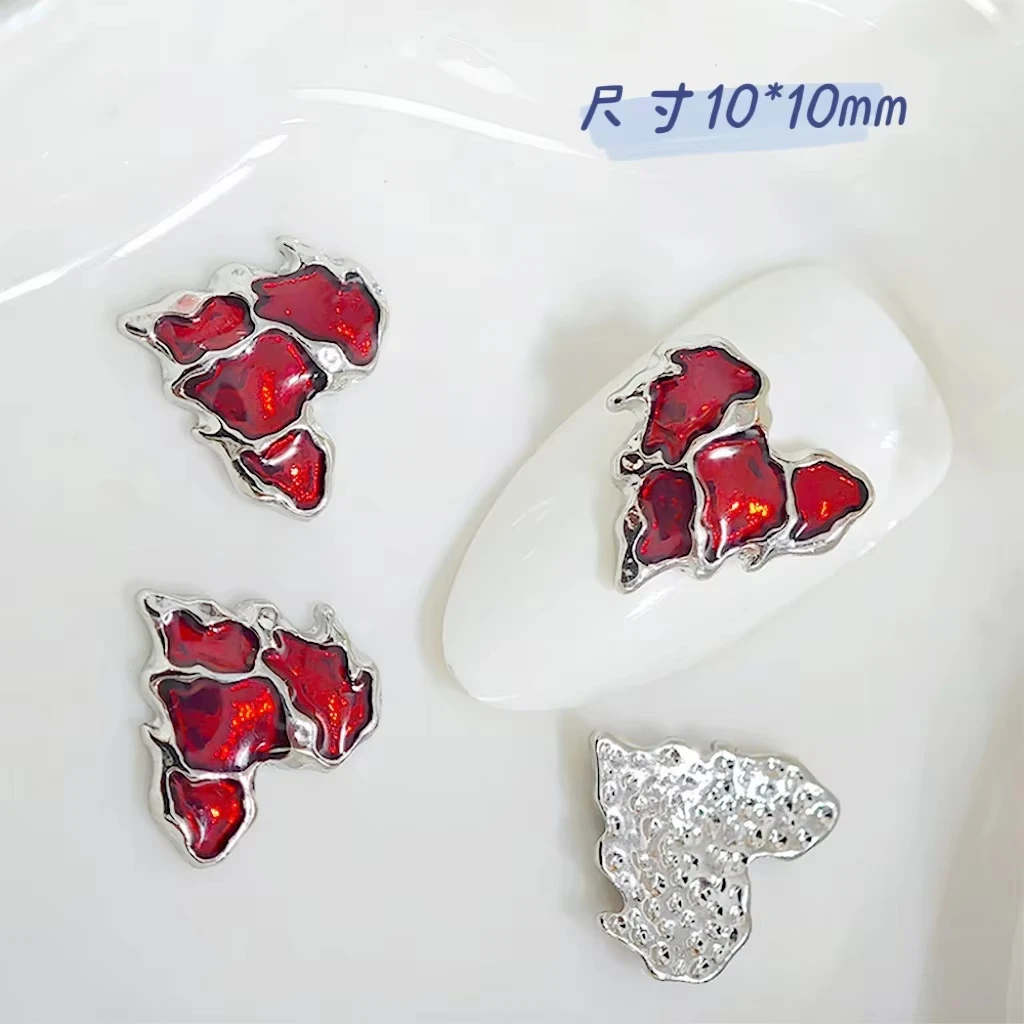 

10Pcs Valentine's day sweet cute red love heart coffin nail art charms diy manicure supplies junk phone case decorations