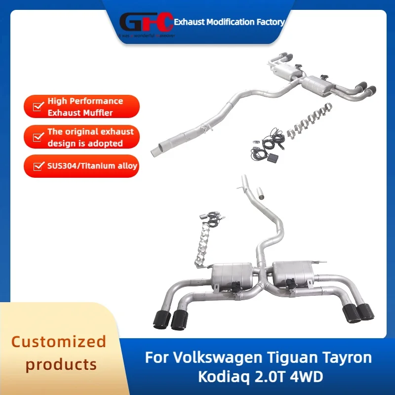 

Высокопроизводительная выхлопная система GFC Catback Valvetronic с клапаном для Volkswagen Tiguan, Tayron, Kodiaq 2.0T 4WD