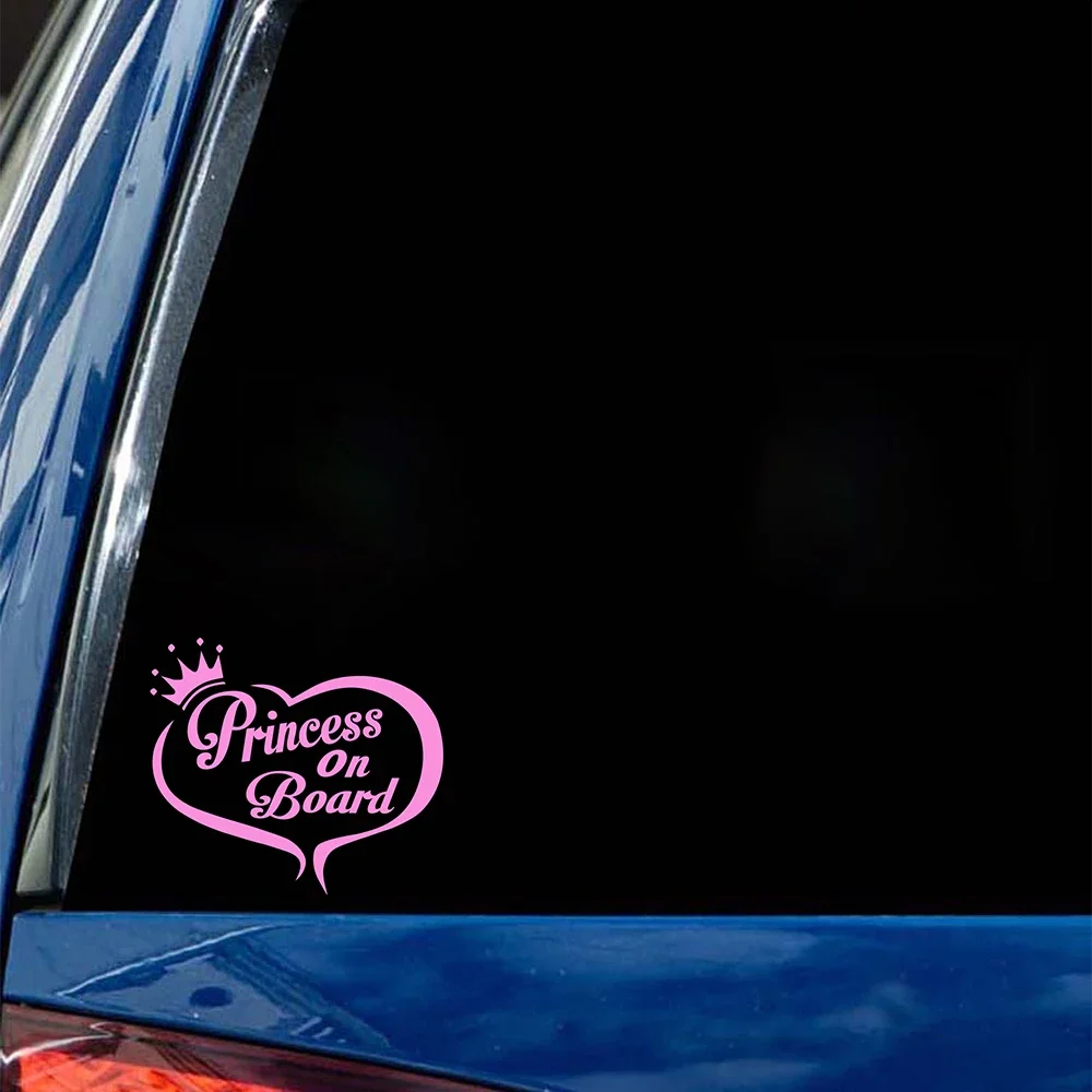Princess on Board Heart Crown Waterproof Vinyl Car Sticker Decal for Truck Motorcycle Window Bumper Exterior Decor Accessories