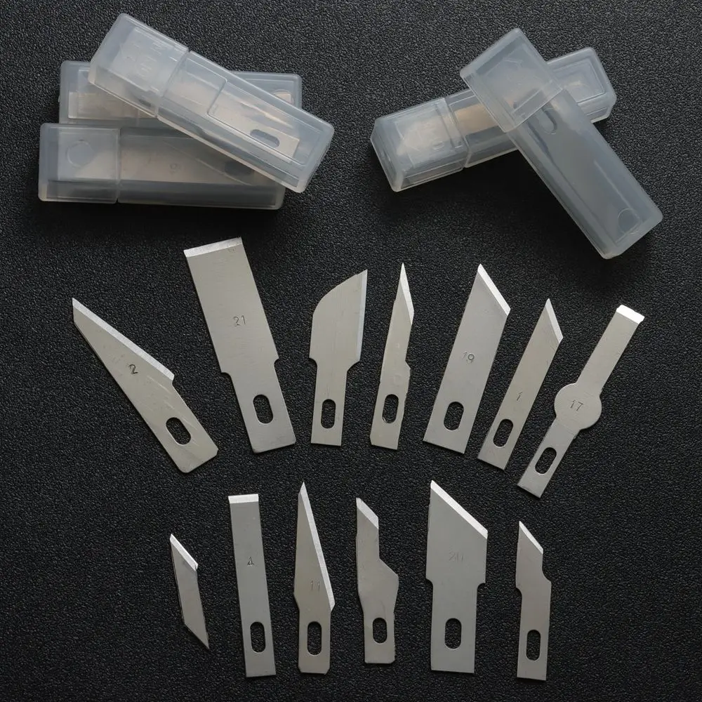 10pcs/set Metal Scalpel Knife Parts Engraving Non-Slip 10pcs Blades Cutter Craft Knives for Mobile Phone PCB Hand Tools parts