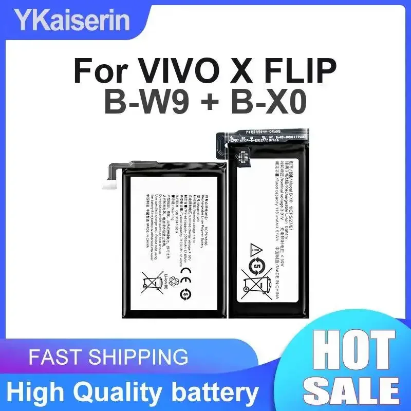 For Vivo X Flip Mobile Phone Battery B-W9 + B-X0 High-Capacity 1181mAh 3173mAh Premium Replacement