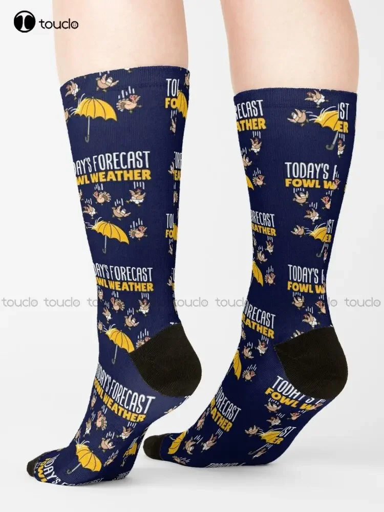 Meteorology Joke Today'S Forecast Fowl Weather Socks Thin Socks Women Personalized Custom Unisex Adult Teen Youth Socks Funny