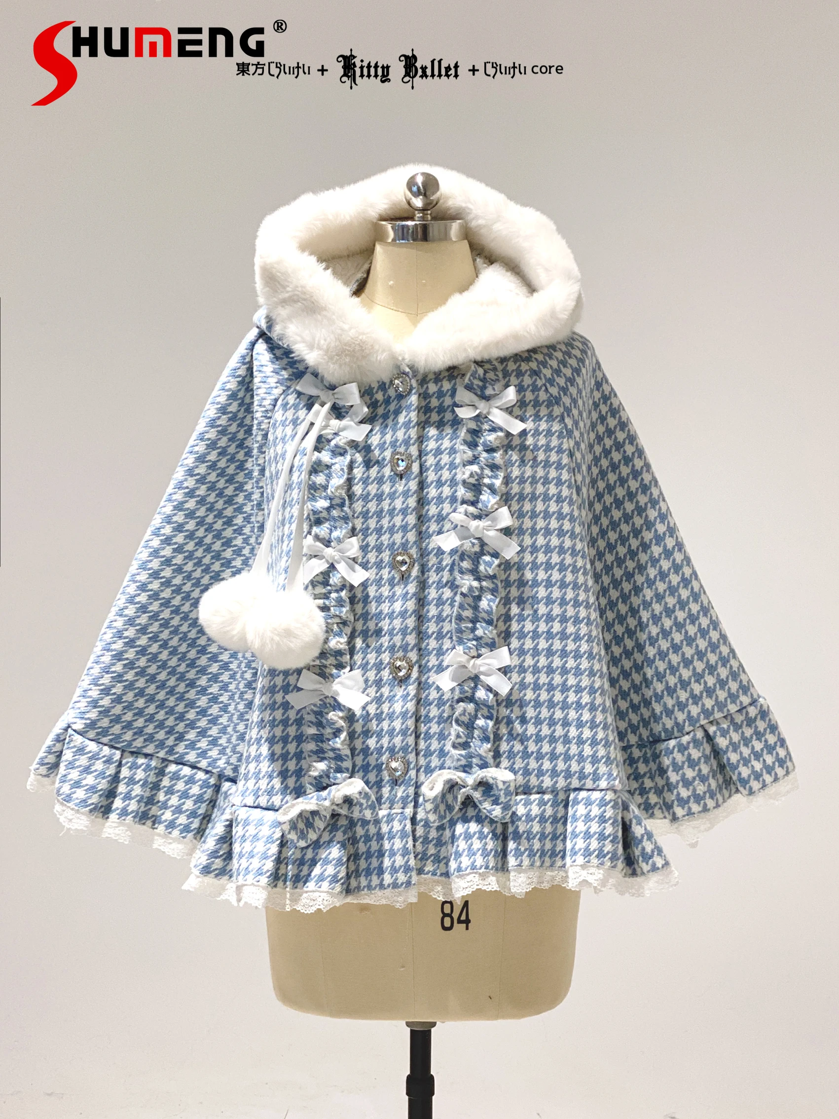 

Оригинальный японский милый милый плащ для девочек, куртка с пуговицами в форме сердца и бантом, свободные флисовые универсальные накидки в стиле Лолиты для женщин, осень