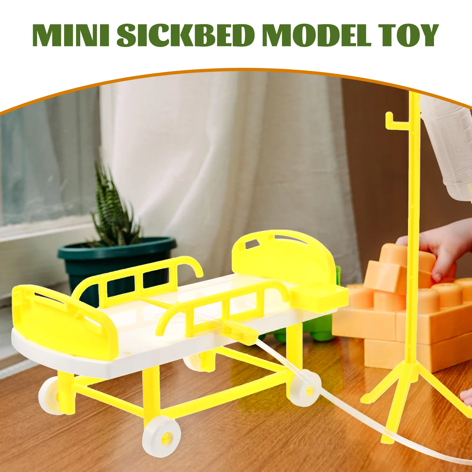 1 zestaw Symulowane narzędzia medyczne Zestaw do zabawy dla dzieci w szpitalu Imitacja łóżka pediatrycznego z kołem infuzorzy Realistyczny sprzęt do zabawy w rolkę lekarza