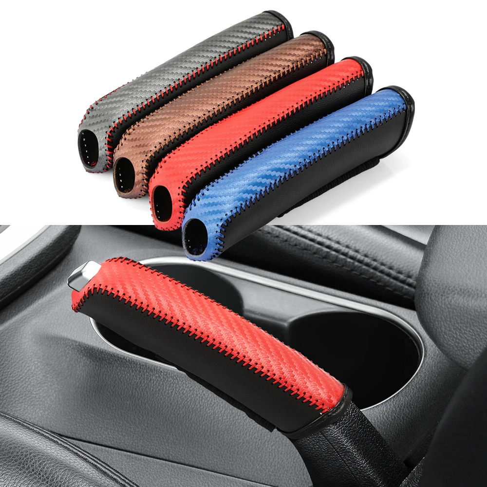 Hand Brake Set Universal Car Handbrake Sleeve PU Leather Cover Anti-Skid Auto Parking Brake