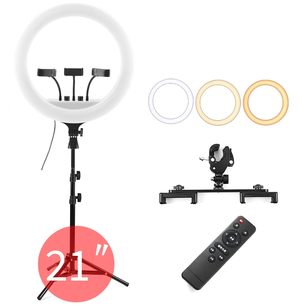 Tianmei 21 inch 54cm 55W Brightness Dimmable LED Studio Photography Ring Light Lamp with 2.1m Tripod Stand