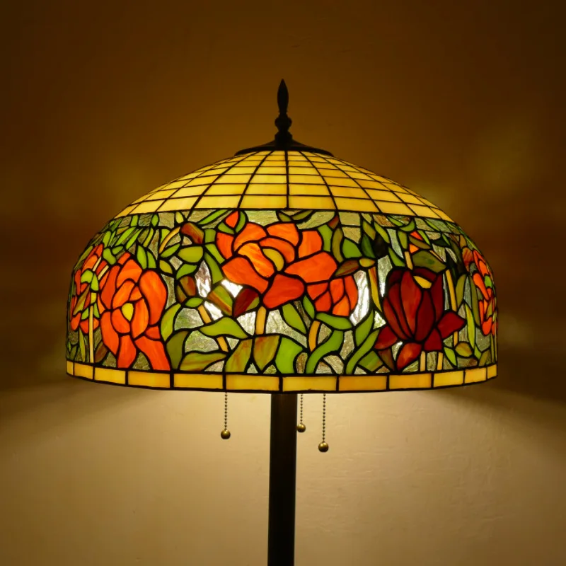 Living room bedroom large home ornaments American retro glass handmade LED floor lamp