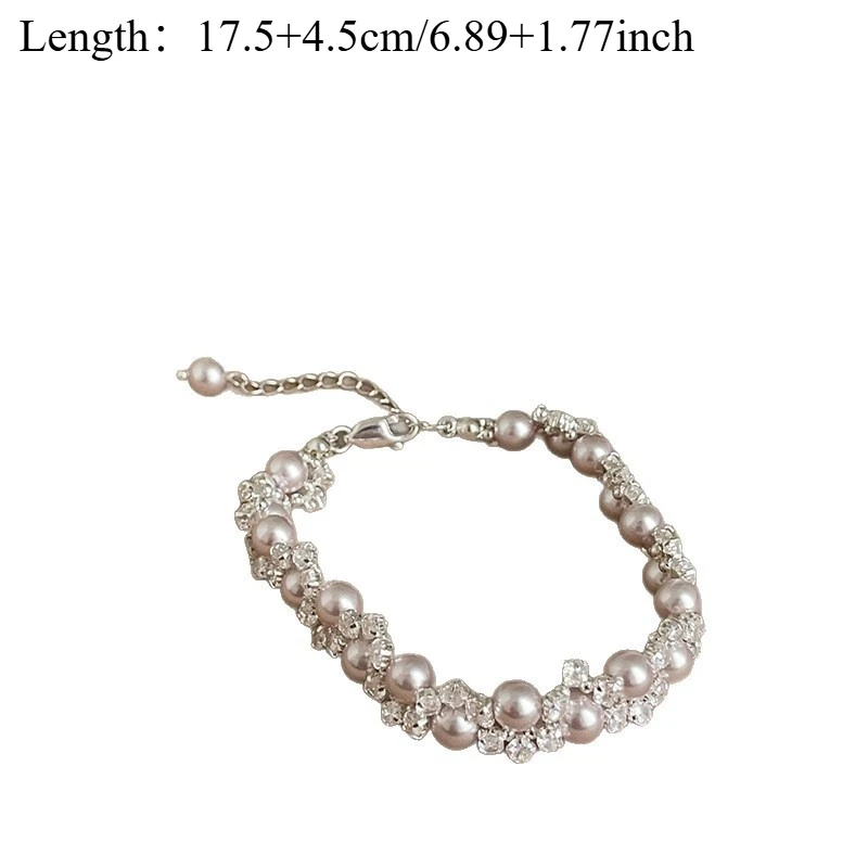 1Pc Retro Synthetic Diamond Imitation Pearls Bracelet For Women Simple Handmade Beaded New Elegant Luxury Jewelry Gifts For Fema