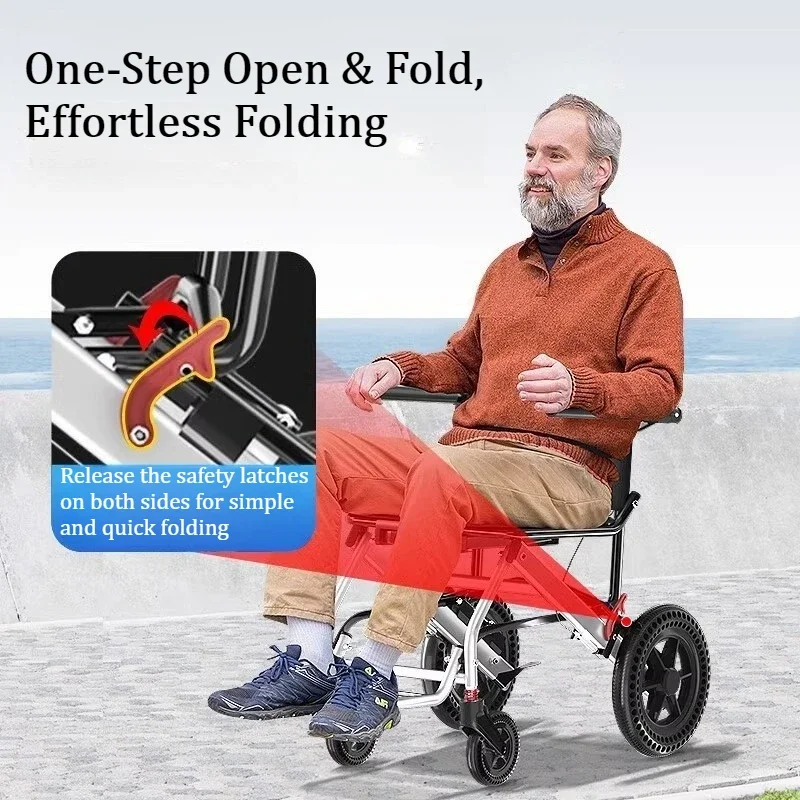 Ultra Lightweight Foldable Wheelchair Portable Travel Wheelchair for Outdoor Trip Airplane Approved