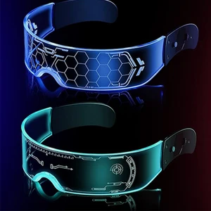 LED Visor Glasses Illuminated Glasses Cyberpunk Luminous Futuristic Sunglasses For New Year Robo Cospaly Bar Party Rave Costume 11 Main Sales Rave Party Glasses - №11