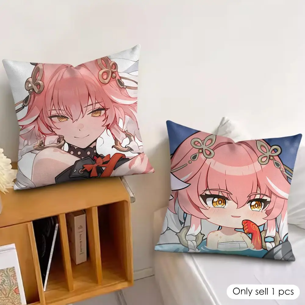 Fiery Changli Wuthering Waves Cushion Cover Soft Plush Fabric Double-Sided Printed Pillowcase for All Seasons Home Decor