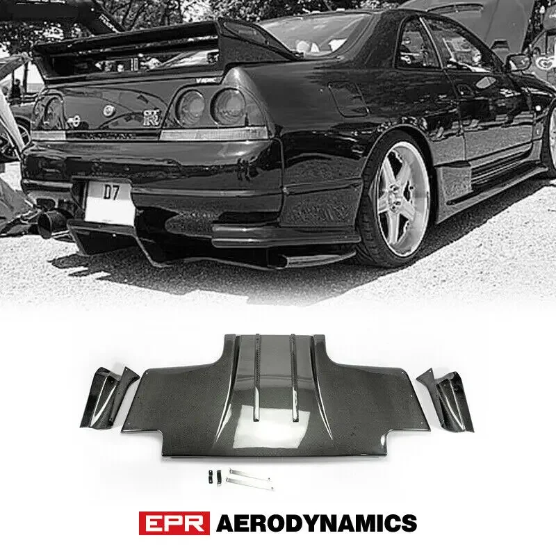 (Local in USA) For Nissan Skyline R33 GTR TS Style Carbon Fiber Type 2 Rear Diffuser w/ Metal Fitting Accessories Body kit