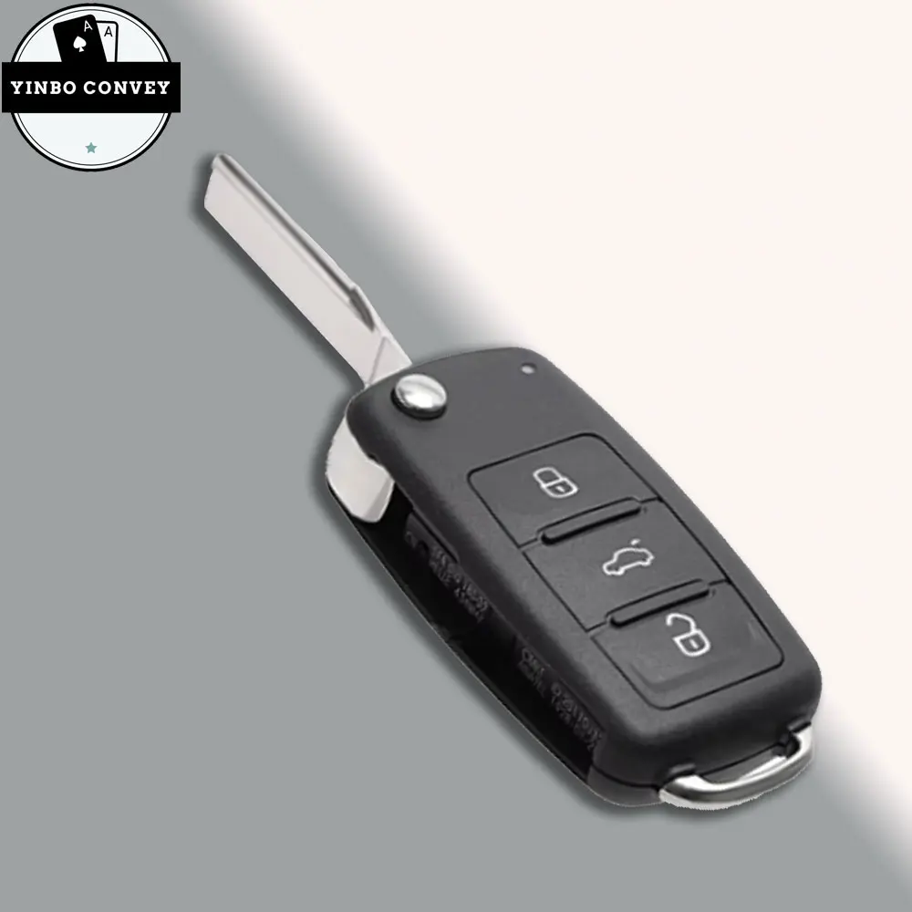 YINBO - 2/3Button Flip Fob Remote Folding Car Key Case ForVW VOLKSWAGEN Passat Tiguan Golf Sagitar Polo MK6 UncutBlade Fob 202AD