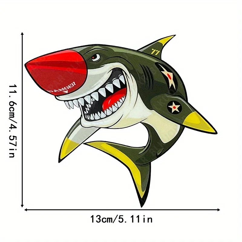 Green Rocket Shark Cartoon Sticker Waterproof Vinyl Decal Funny Shark Character Decal for Car Fridge Window Laptop