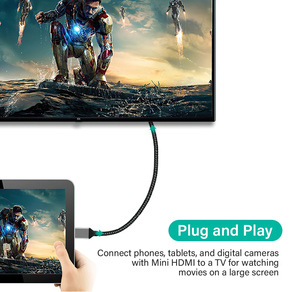 عالية الجودة نايلون صغير HDMI إلى HDMI كابل HDMI2.0 MINIHDMI ذكر ذكر 4K 60HZ HD 1080P محول محول 1 متر 5 متر سلك كاميرا تلفزيون