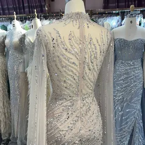 YQLNNE-SVISE Night Luxured Night mit langer Mangure, Crafting-Kristalle, Merman, High Coll, Tull, Freund 8 Hauptverkäufe lange Partykleider mit Steinen - №1