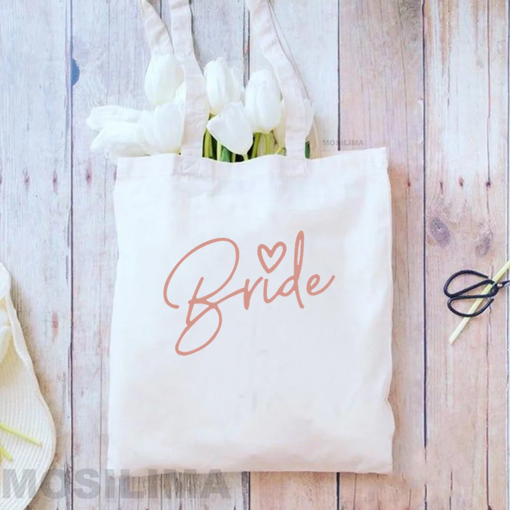 Bachelorette Party Print Shopping Canvas Bag Wedding Female Shoulder Bag Team Bride Bachelorette Women Handbag 35*40CM TF7J