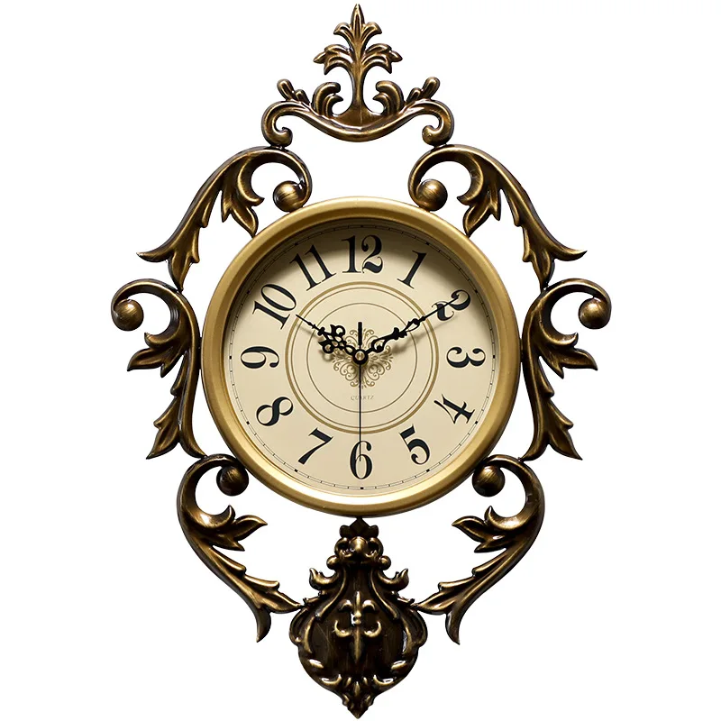 

American style living room home handmade iron silent clock. Creative, atmospheric, light luxury wall clock