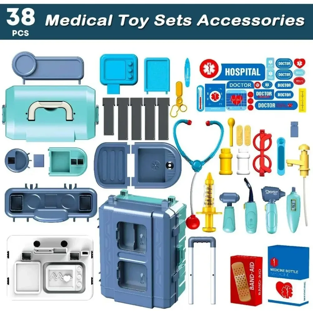 3 في 1 لعبة مجموعة الطبيب التظاهر اللعب مجموعة طبية حقيبة Playset لعب الأدوار سماعة الطبيب والأدوات الطبية لعب للأطفال بنين بنات