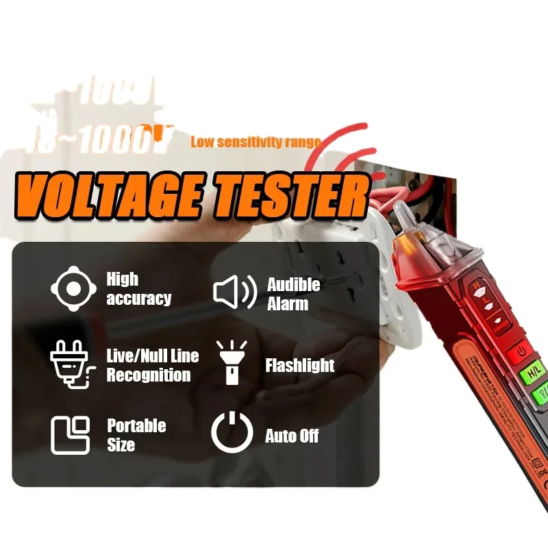 Non-Contact Voltage Detector Electrical Pen AC Voltage Tester Smart Breakpoint Finder 12-1000Velectrician tools