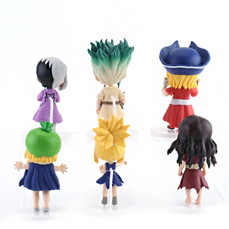 6 Pcs/Set Dr.STONE 10cm Figure Kingdom of Science Ishigami Senkuu Kohaku Kawaii PVC Model Figurine Anime Decoration