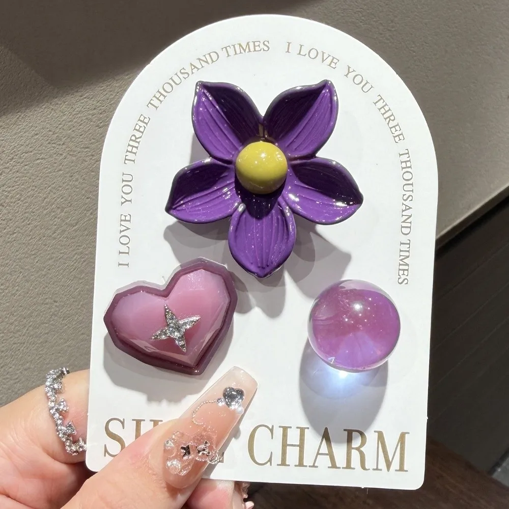 3pcs/set Flower Bead Chain Crystal Shoe Charms Sparkling Tassel Pearl Jelly Flower Charm Korean Style Handmade Jelly Shoes Charm