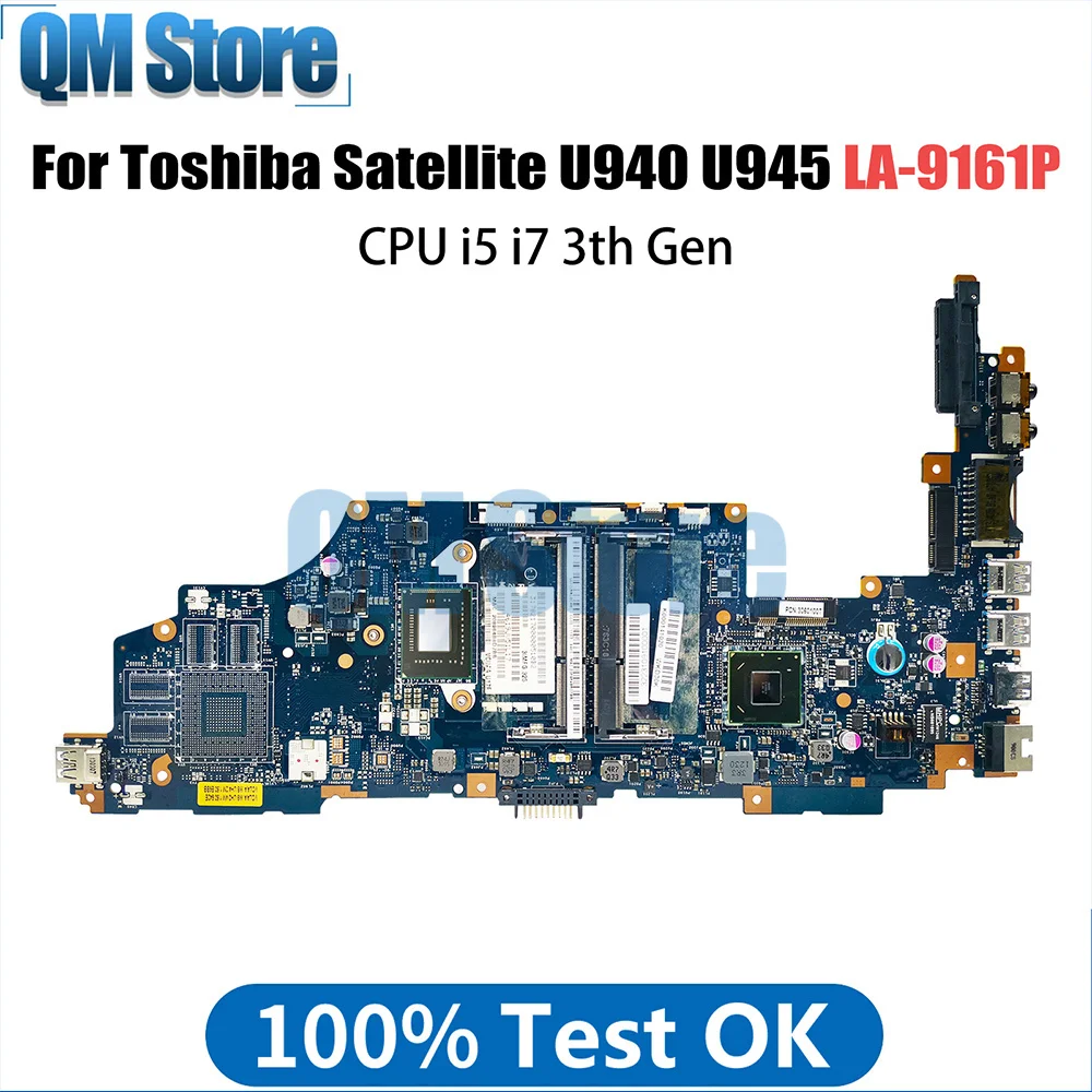 VCUAA LA-9161P K000141040 K000136100  Mainboard For Toshiba Satellite U940 U945 laptop Motherboard With CPU i5 i7 3th Gen DDR3