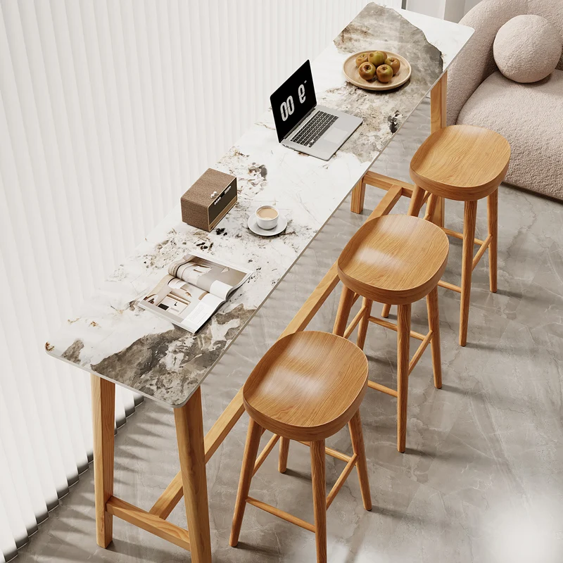 

Slate balcony household bar table and chairs water bar counter against the wall long simple island bar table milk tea shop high