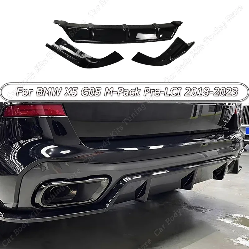 Rear Bumper Diffuser Lip Splitter Spoiler Car Accessories Gloss Black ABS For BMW X5 G05 M-Pack Pre-LCI 2018 2019 2020 2021-2023