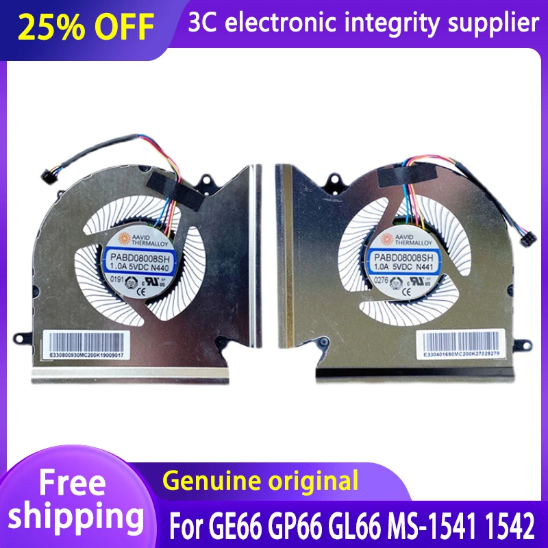 

New Original Notebook Fan For MSI GE66 GP66 GL66 MS-1541 1542 CPU Fan N453 GPU Fan N454 Radiator Laptop Cooler