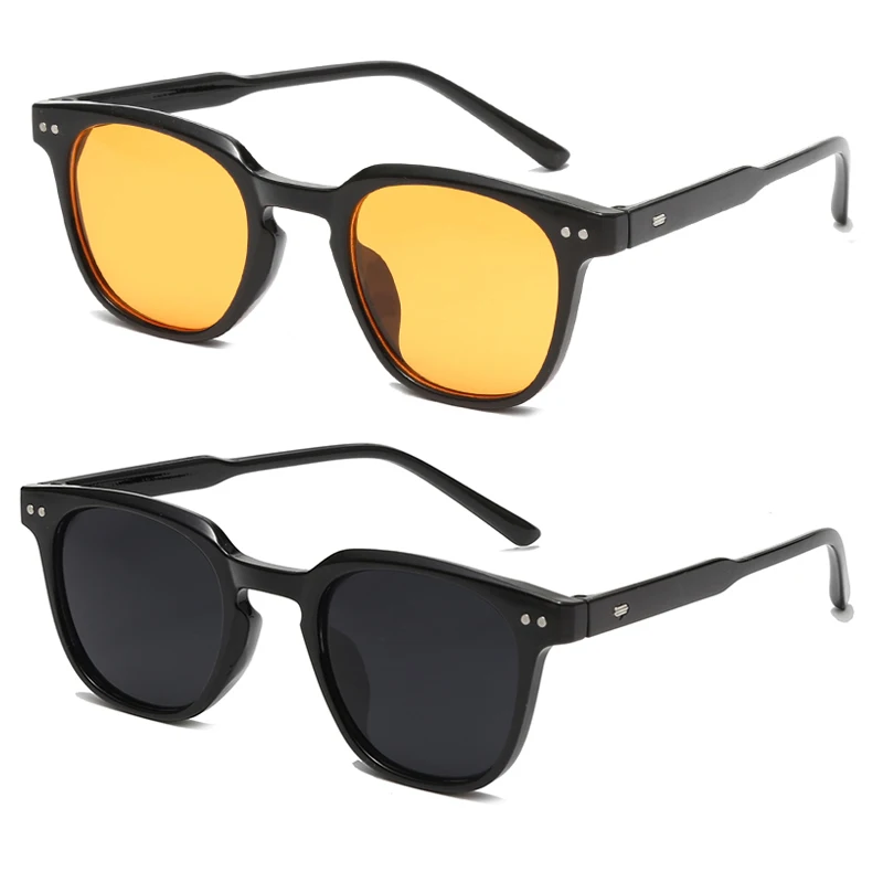 

2pcs Vintage Square Sunglasses Women Men Luxury Brand Small Round Sun Glasses Female Small Eyewear Oculos De Sol for Male Female