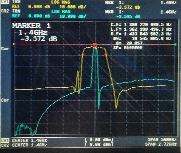 1400MHz RF Coaxial Bandpass SAW Filter, 1dB Bandwidth 45MHz,SMA Interface